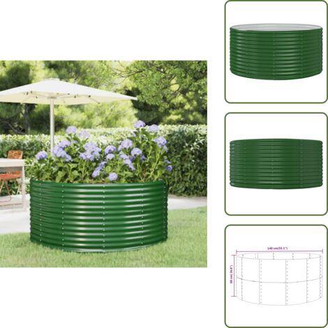 Jardín de balcones - vidaXL Arriate de jardín verde 140x140x68 cm acero galvanizado - Maceta de acero galvanizado