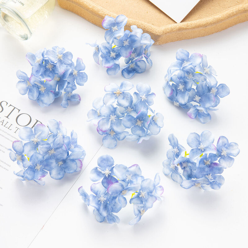 Jardin de mariage Décoration à la maison Ornements de mariée Fête de fête Hortensia de soie 20pcs Fleurs artificielles-bleu et blanc