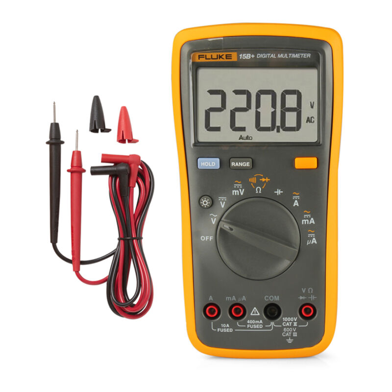 LIFCAUSAL Multimètre numérique portable FLUKE F15B+ 4000 points - Voltmètre ampèremètre professionnel pour mesures CA/CC, résistance, capacité, test