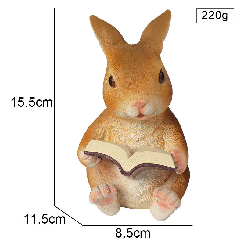 Jardin extérieurLivre de lecture de Pâques lapin jardinage décoration animale créative résine simulation sculpture animale ornements(Lire le lapin)