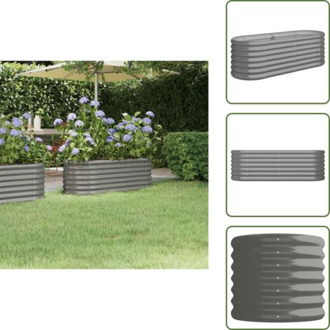 Jardín exterior - vidaXL Jardinera arriate acero galvanizado gris 114x40x36 cm - Maceta para plantas