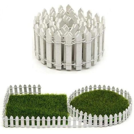 Jardin Fée Miniature Kit Bois Clôture Terrarium Maison de poupée de Bricolage Accessoires Décor Blanc 90X5cm