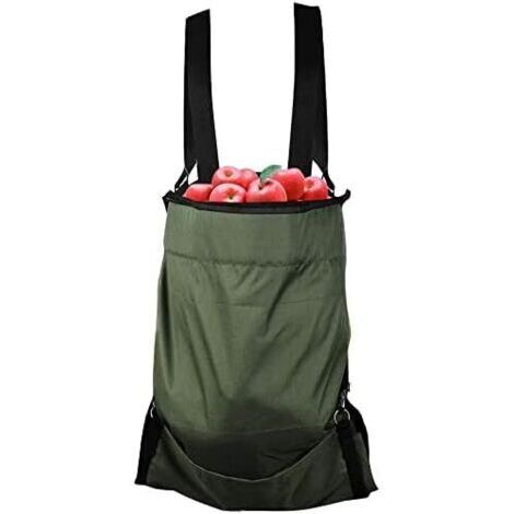 Jardin Fruit Cueillette Tablier - Grand Cueillir des Fruits Sac À Toute épreuve Tissu Oxford - Poches de Rangement Vertes pour Fruits Légumes avec Taille Ajustable pour Femme Homme