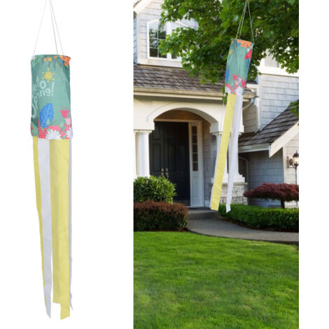 Jardin Girouette Polyester 100x13cm Vert Décor Suspension Élégante