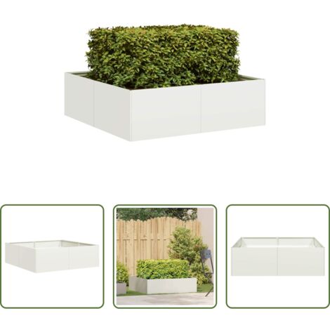 Jardín -  Jardinera acero blanco 100x100x30 cm