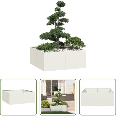 Jardín -  Jardinera acero blanco 100x100x40 cm