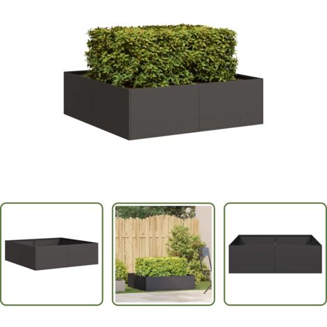 Jardín -  Jardinera acero negro 100x100x30 cm