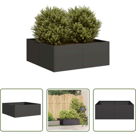 Jardín -  Jardinera acero negro 80x80x30 cm