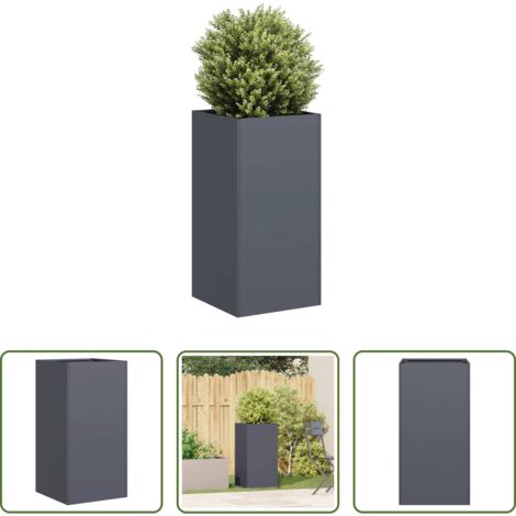 Jardín -  Jardinera de acero laminado en frío antracita 40x40x80 cm