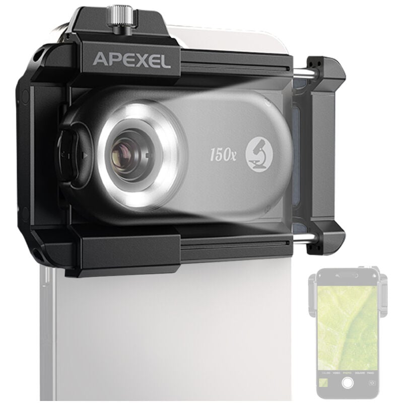 LIFCAUSAL Microscope portable pour smartphone avec fixation rapide, lentilles polarisantes CPL antireflets, 12 LEDs réglables (6 UV 395nm) et 12