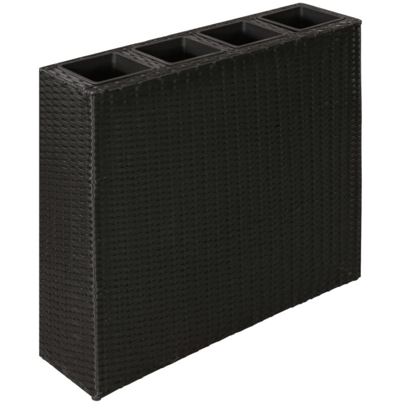 

vidaXL Arriate con 4 Maceteros de Ratán Sintético Negro - Negro