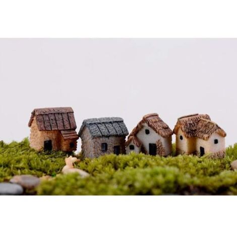 Jardin miniature, paysage, maison miniature au toit de chaume, bonsaï à faire soi-même, terrarium, loisirs créatifs, décoration de bureau, accessoires, 2 x 1,5 x 2 cm