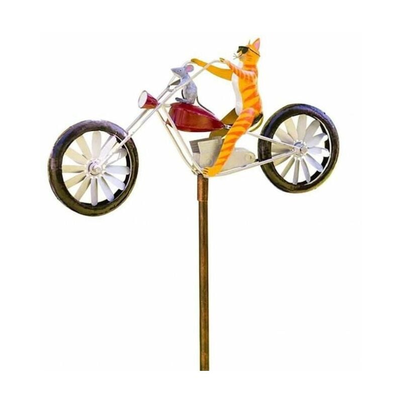 Jardin moulin à vent ornements jardin vent Spinner Vintage vélo mignon chat animaux Statues Sculptures pour la décoration de la maisonPour les
