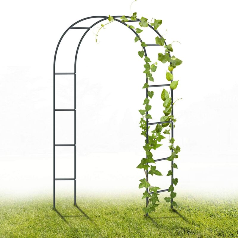 Jardin métal Arche, 2.4M Jardin Archway Poudre Coated Acier Trellis pour Les Plantes grimpantes Roses Soutien Archway Décoration de Jardin (Noir)-