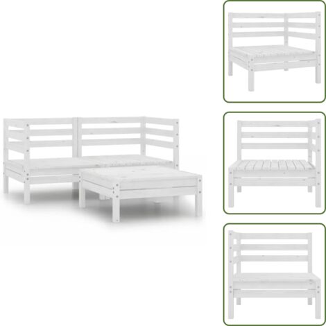 Jardín - vidaXL Conjunto de muebles de jardín 3 pzas madera maciza pino blanco - Sala de estar