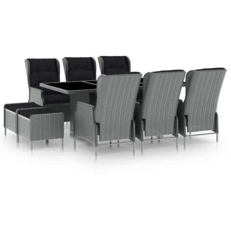 Jardin - vidaXL Ensemble à manger d'extérieur et coussins 9 pcs résine tressée - Balcon