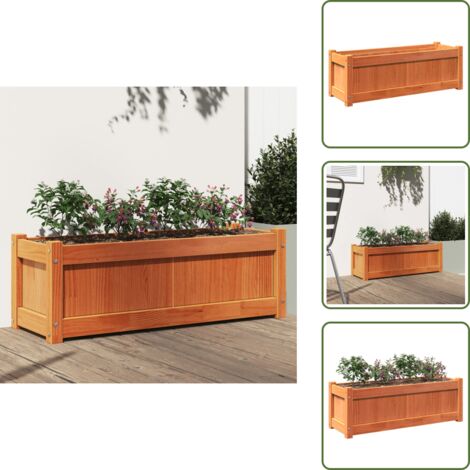 Jardín - vidaXL Jardinera exterior madera maciza pino marrón cera 90x31x31 cm - Plantas