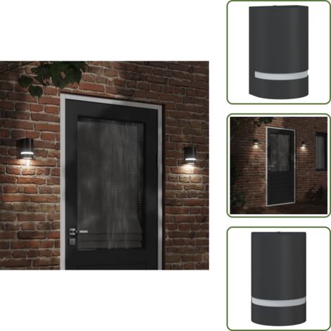 Jardín - vidaXL Lámpara de pared de exterior aluminio fundido negro - Porche