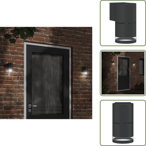 Jardín - vidaXL Lámpara de pared de exterior aluminio fundido negro - Porche