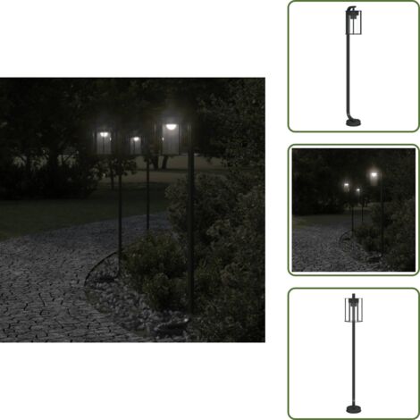 Jardín - vidaXL Lámpara de suelo de exterior acero inoxidable negro 100 cm - Porche