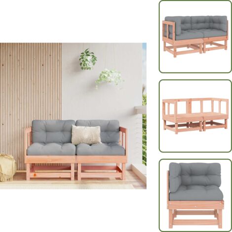 Jardín - vidaXL Sofás esquineros con cojines 2 uds madera maciza abeto Douglas - Terraza