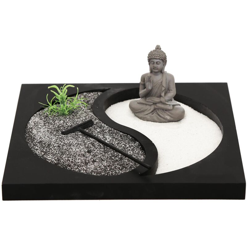 SIL - Jardin zen avec bouddha et rateau Ying & Yang