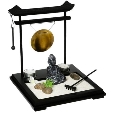 Jardin Zen Bouddha Tori 26cm Noir