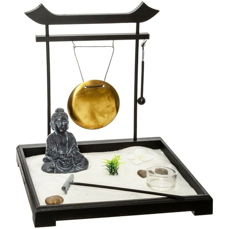 

Jardín Zen Tori Tal y como se ve en la imagen; el set incluye: PIEDRAS, 1 PORTA VELAS, 1 GONG, ARENA