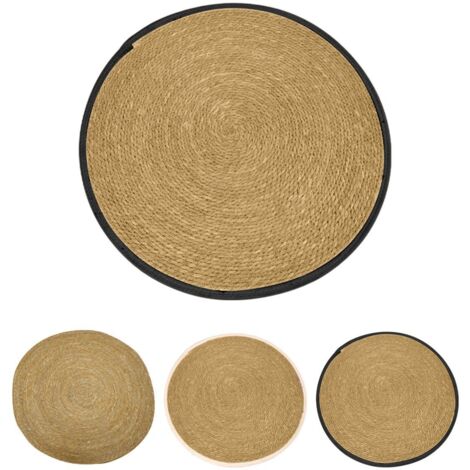 JARDIN202 - Alfombra de Yute Redondo Trenzada a Mano – Alfombra multiuso Decorativa color Natural  100 cm (Negro)