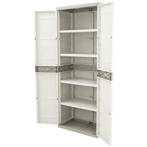 JARDIN202 - Armario de 4 estantes de Resina  Titanium Beige  70x44x176 cm  Beige