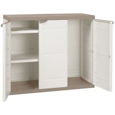 JARDIN202 - Armario Medio  de 2 estantes  3 puertas  Titanium Beige  105x44x88 cm  Beige
