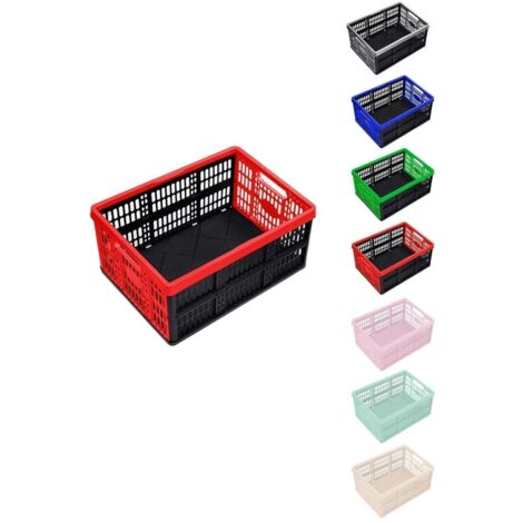 JARDIN202 - Caja Plegable de 32 Litros para Almacenamiento  Resistente y Compacta  Ideal para Organización en Hogar y Oficina  Fácil de G   (Rojo - Negro)