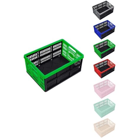 JARDIN202 - Caja Plegable de 32 Litros para Almacenamiento Resistente y Compacta Ideal para Organización en Hogar y Oficina Fácil de G (Verde - Negro)