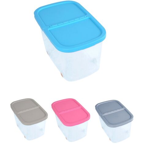 JARDIN202 - Cajas de Almacenaje Transparente – Cajas Organizadoras de Plástico con Tapa y Ruedas  60 litros (Azul)