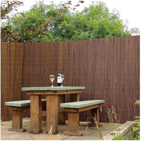 JARDIN202 - Cerramiento de Mimbre Natural Ecológico 80% Ocultación  Valla de Ocultación Decorativa Resistente  Rollo: 2 x 5 metros -