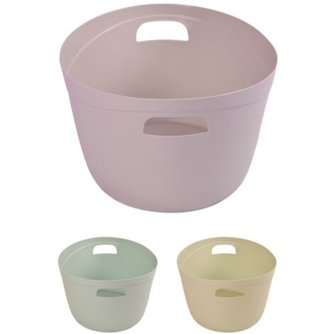 JARDIN202 - Cesta Multiusos 22L con Asas - Cesto de Plástico Ovalada  22L (Rosa)