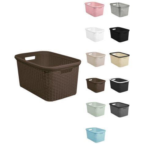 JARDIN202 - Cesta para la Colada 25 x 53 x 36 cm - Cesto ropa sucia – Cesta Rectangular con Asas diseño Mimbre   (Marrón)