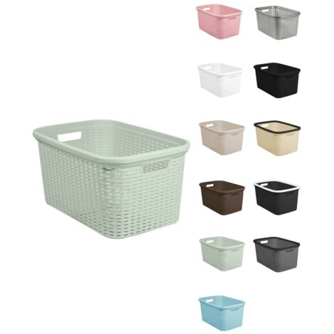 JARDIN202 - Cesta para la Colada 25 x 53 x 36 cm - Cesto ropa sucia – Cesta Rectangular con Asas diseño Mimbre   (Verde)