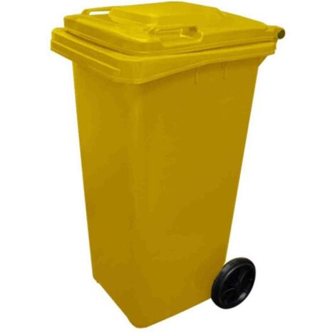 JARDIN202 - Contenedor de Basura Reciclables de Colores con Ruedas 240L  240 L (Amarilla)