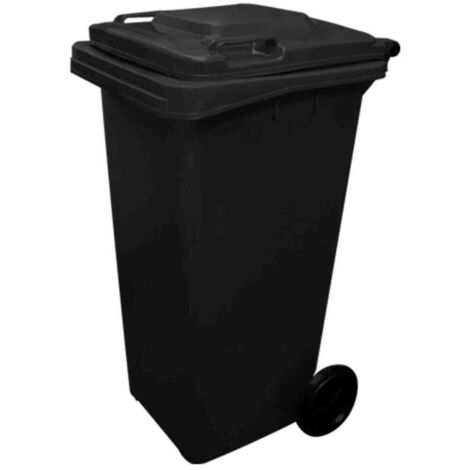 JARDIN202 - Contenedor de Basura Reciclables de Colores con Ruedas 240L  240 L (Negro)