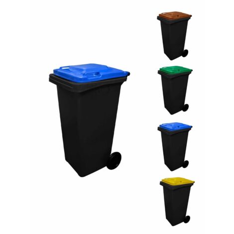 JARDIN202 - Contenedor de basura reciclables Ecodiseño 120L 2 ruedas  120 L (TAPA AZUL)