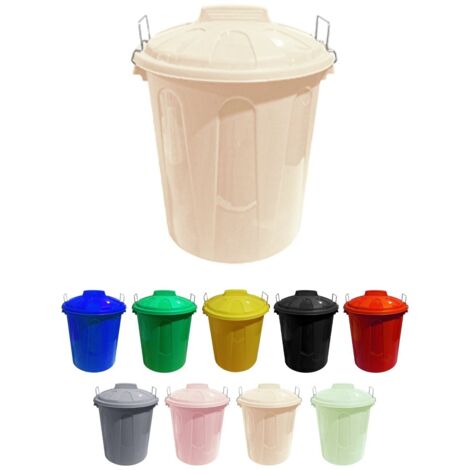 JARDIN202 - Cubo Basura de plástico con Tapadera  Cubo almacenaje y reciclar  21 litros (Crema)