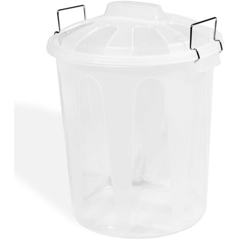 JARDIN202 - Cubo Basura de plástico con Tapadera  Cubo almacenaje y reciclar  21 litros (Transparente)