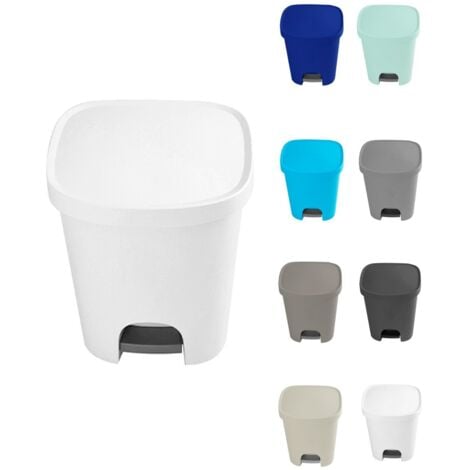 JARDIN202 - Cubo basura plástico Apertura con pedal 25 Litros  Cubo reciclar Mate 35x30x42 cm  25 Litros (Blanco)
