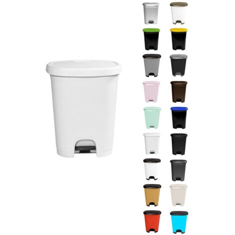 JARDIN202 - Cubo basura plástico moderno  Apertura con pedal  Cubo reciclar  27 litros (Blanco - Blanco)