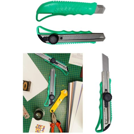 JARDIN202 - Cúter Preciso Verde Retráctil 18mm: Herramienta Versátil con Guía de Acero Inoxidable (Verde)