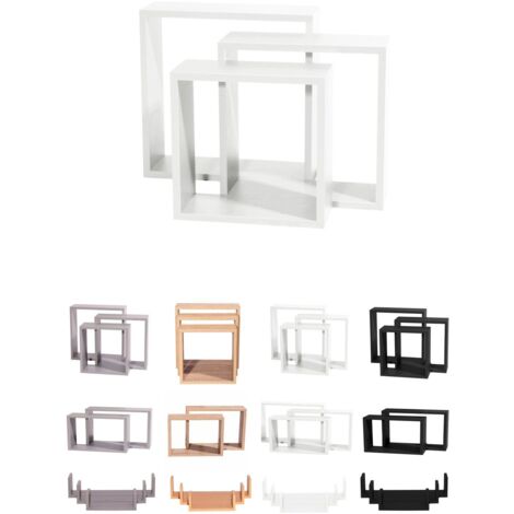 JARDIN202 - Estanterías de Pared - Baldas de Varios Niveles - Estantes Flotantes con Fijación invisible  Diseño Cuadrado (Blanco)