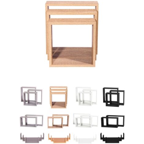 JARDIN202 - Estanterías de Pared - Baldas de Varios Niveles - Estantes Flotantes con Fijación invisible  Diseño Cuadrado (Madera)