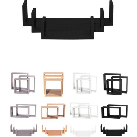 JARDIN202 - Estanterías de Pared - Baldas de Varios Niveles - Estantes Flotantes con Fijación invisible  Diseño en U (Negro)