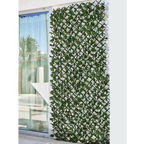 JARDIN202 - JARDIN202 - Celosía Extensible de Mimbre - Mejora Tu Jardín con Estilo  1 x 2 m - Con hoja decorativa ()  1 x 2 m - Con hoja decorativa  1 x 2 m - Con hoja decorativa -